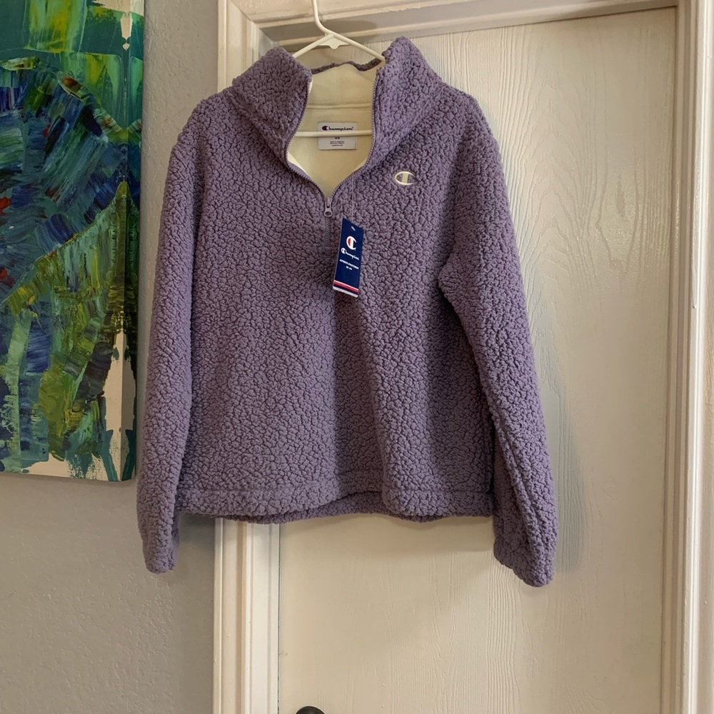 ✖️sold✖️Champion Sherpa Fuzzy Pullover Sweater Purple